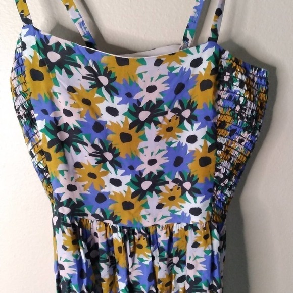 Corey Lynn Calter Danica Midi Dress Floral Blue Gold Small - Picture 6 of 12